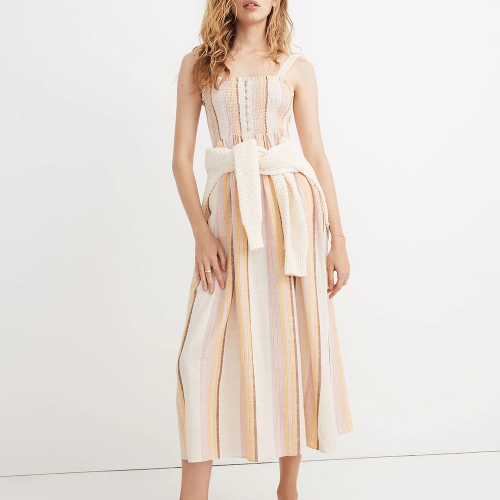 Madewell flowy striped smocked sun dress